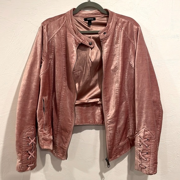 torrid Jackets & Coats Torrid Pink Velvet Jacket Poshmark